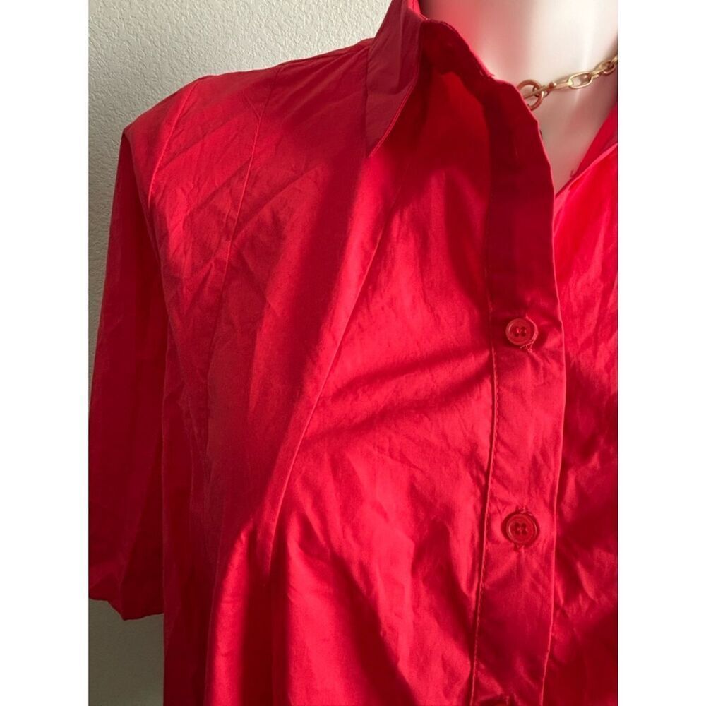 NWT SensUniq Paris Tomato Red Button-Front Dress - Picture 3 of 5